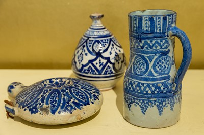 Lot 668 - A group of Moroccan blue and white pottery
