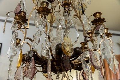 Lot 37 - A gilt-bronze and cut-glass birdcage chandelier