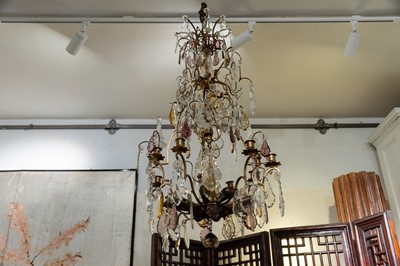 Lot 37 - A gilt-bronze and cut-glass birdcage chandelier