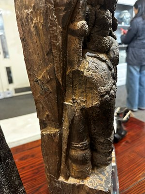 Lot 109 - A pair of carved wooden elephants