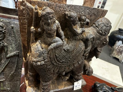 Lot 109 - A pair of carved wooden elephants