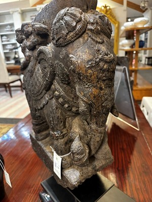 Lot 109 - A pair of carved wooden elephants