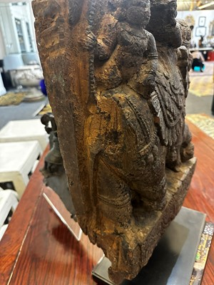Lot 109 - A pair of carved wooden elephants