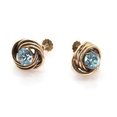 Lot 63 - A pair of blue zircon earrings