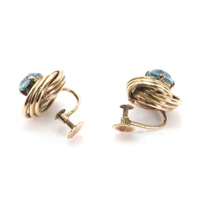 Lot 63 - A pair of blue zircon earrings