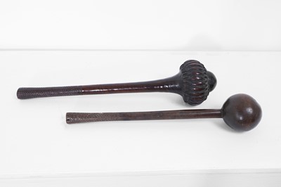 Lot 377 - Two Oceanic wooden throwing clubs