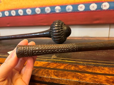 Lot 377 - Two Oceanic wooden throwing clubs
