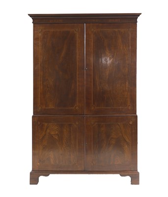 Lot 704 - A strung and inlaid mahogany press cupboard