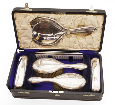 Lot 20 - A silver-mounted associated dressing table set