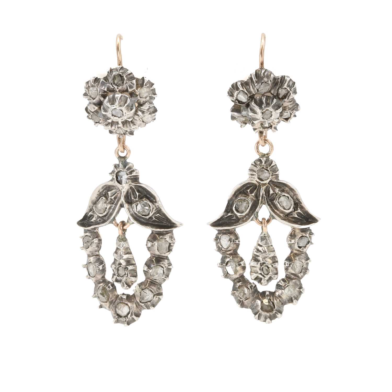 Lot 3 - A pair of Georgian diamond drop earrings
