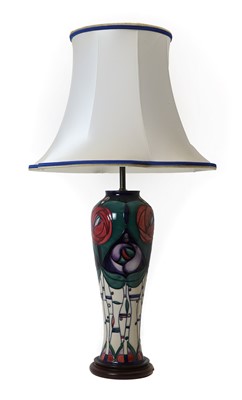 Lot 144 - A Moorcroft pottery ‘Mackintosh’ table lamp