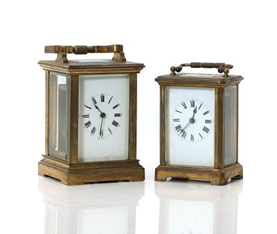 Lot 208 - Two brass carriage timepieces