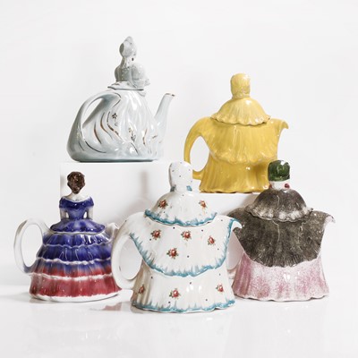 Lot 174 - Five pottery teapots