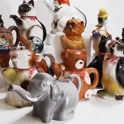 Lot 182 - Fourteen novelty animalier pottery teapots and covers