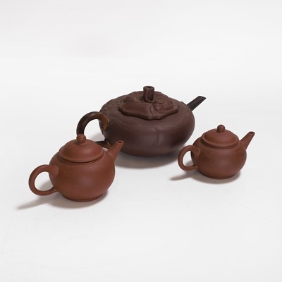 Lot 187 - Three Chinese Yixing zisha teapots