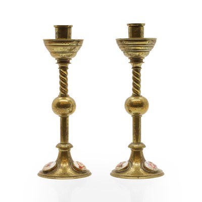 Lot 239 - A pair of Victorian brass candlesticks