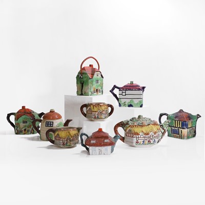 Lot 195 - A collection of Staffordshire 'cottage ware' teawares