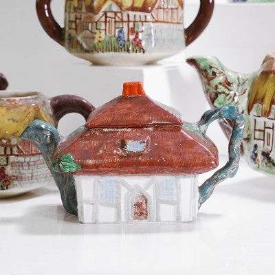 Lot 195 - A collection of Staffordshire 'cottage ware' teawares