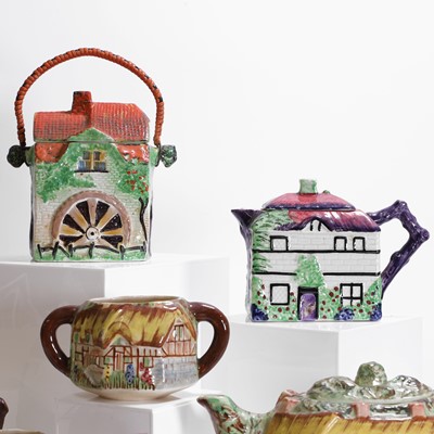 Lot 195 - A collection of Staffordshire 'cottage ware' teawares