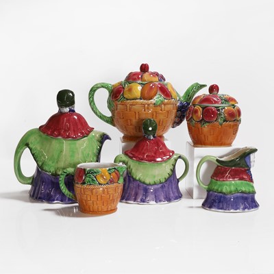 Lot 205 - A three-piece pottery tea set