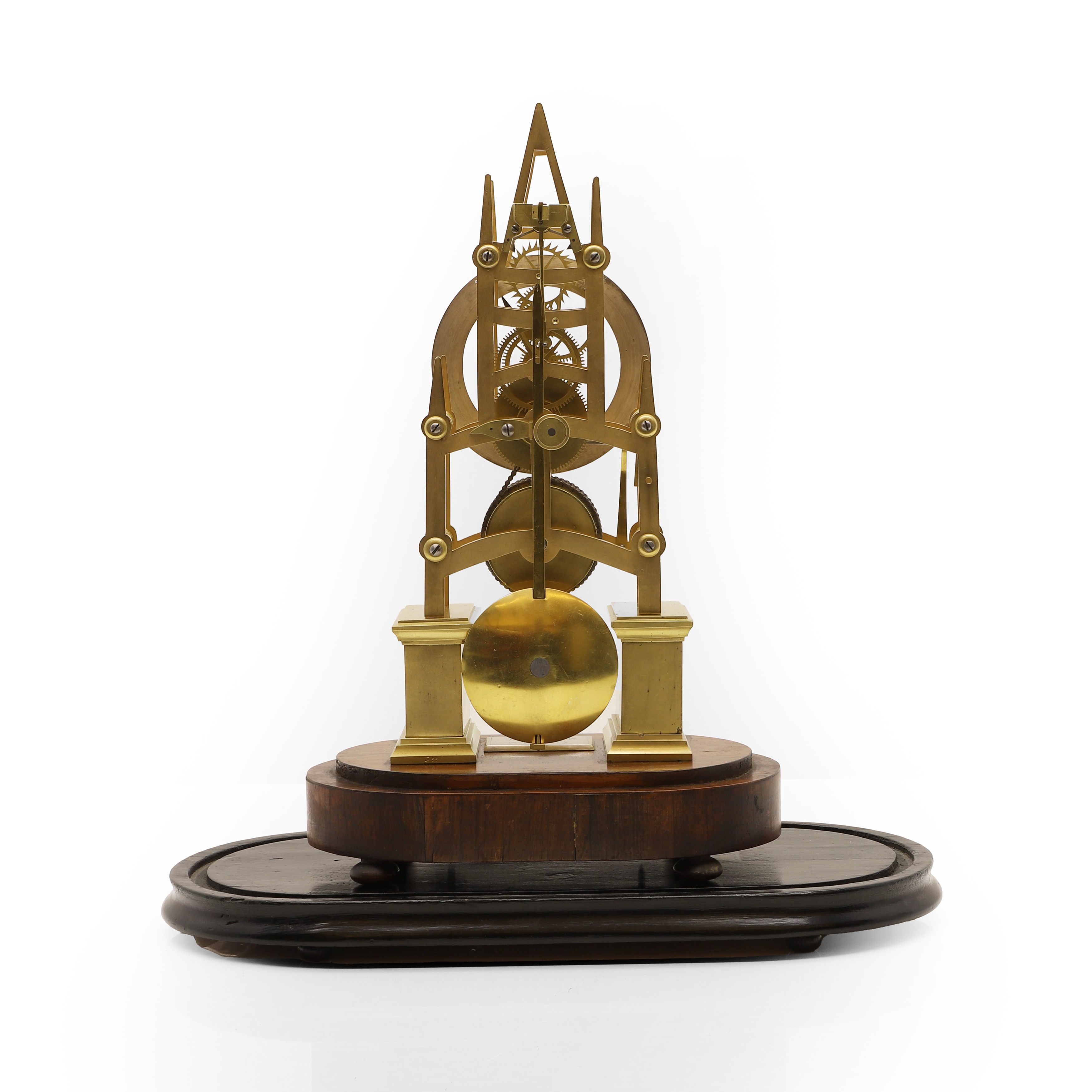 Lot 213 - A brass architectural skeleton clock