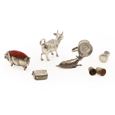 Lot 24 - A silver pig form pin cushion
