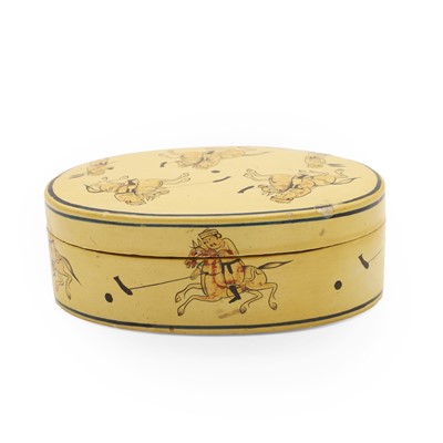 Lot 73 - A Chinese cream lacquered tobacco box