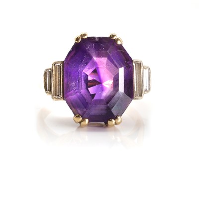 Lot 48 - An amethyst and diamond cocktail ring