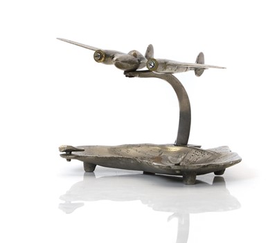 Lot 253 - A chrome plated ashray of a P-38 Fighter Plane