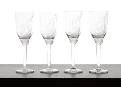 Lot 198 - A set of four Lalique 'Angel' wine glasses