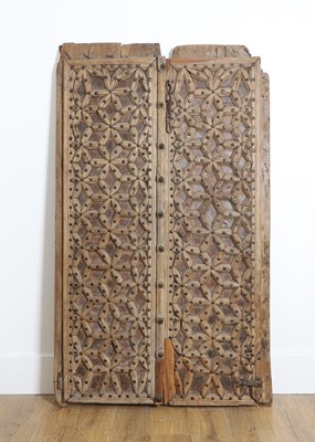 Lot A pair of Indian hardwood doors