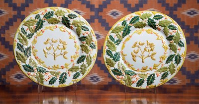 Lot A pair of Copeland style pottery chargers