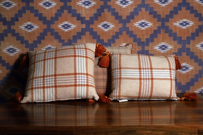 Lot A group of three Welsh wool cushions