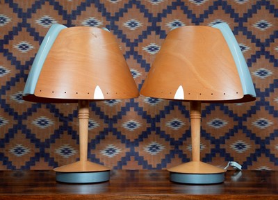 Lot A pair of plywood lamps