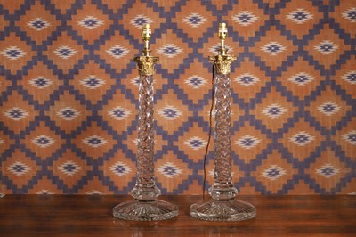 Lot A pair of facet cut glass table lamps