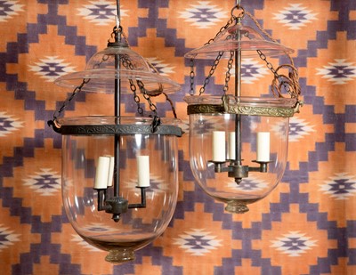 Lot 766 - A near pair of clear glass mosque lanterns