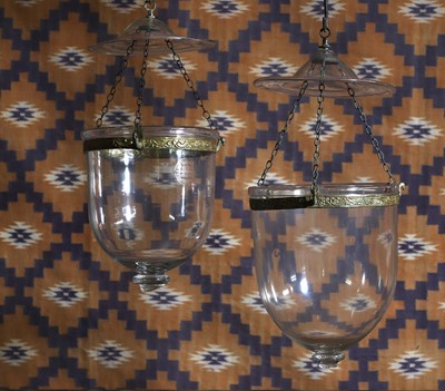 Lot A near pair of clear glass mosque lanterns