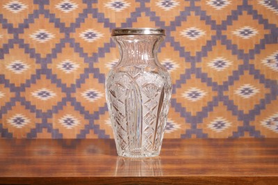 Lot A silver mounted cut glass vase