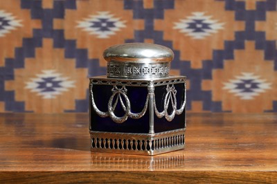 Lot A German silver mounted jar and cover