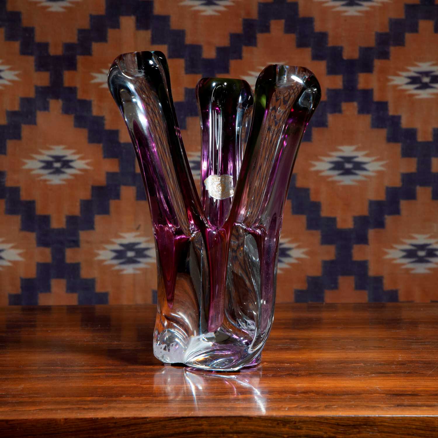 Lot 603 - A Val St Lambert glass candelabra