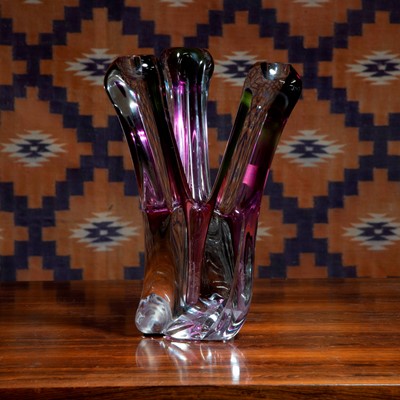 Lot 603 - A Val St Lambert glass candelabra