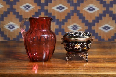 Lot A Victorian cranberry glass jug