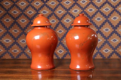 Lot 188 - A pair of porcelain jars and covers