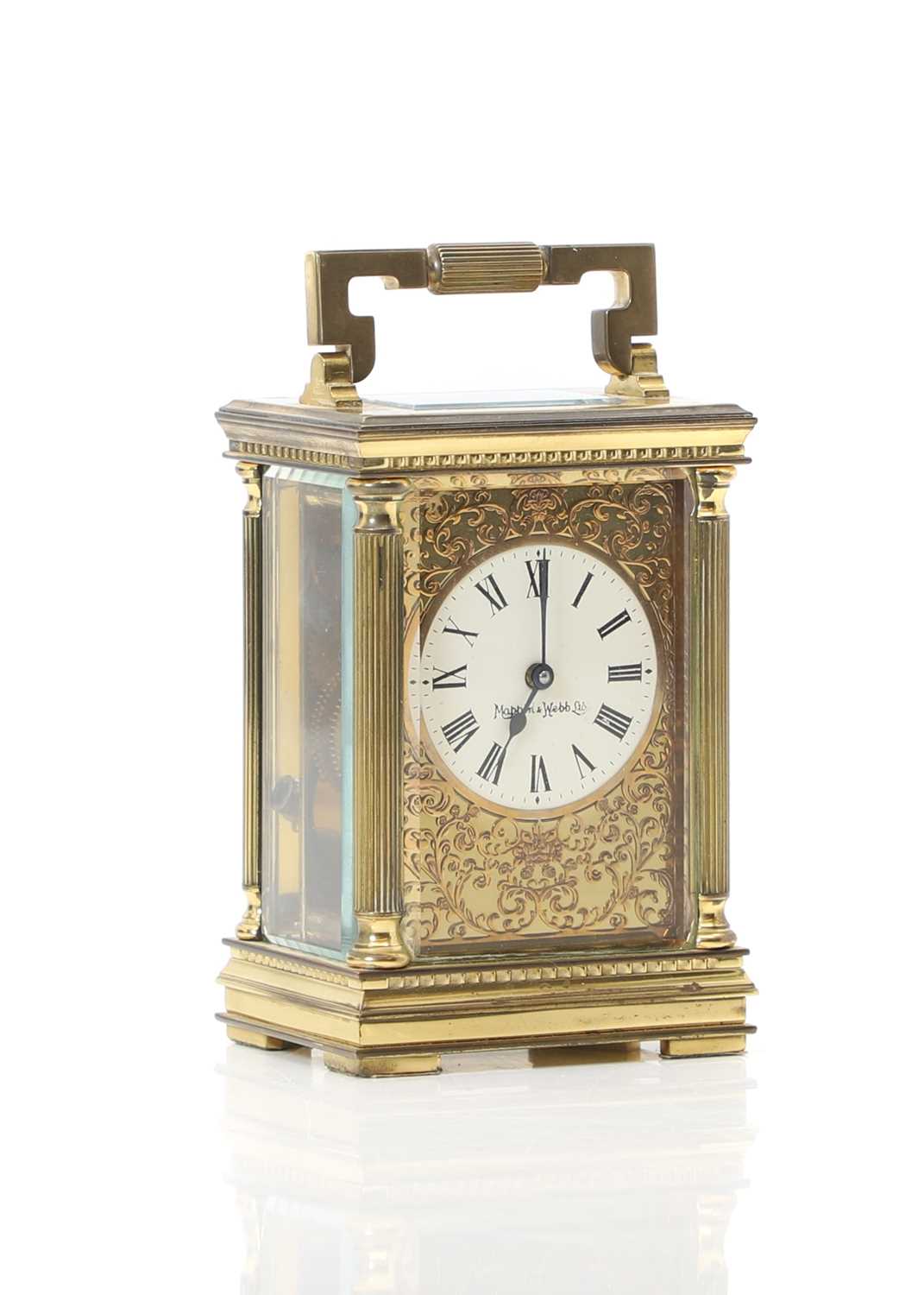 Lot 210 - A Mappin and Webb brass carriage clock