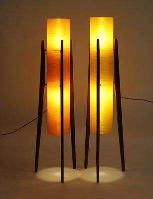 Lot 400 - A pair of teak 'Rocket' floor lamps