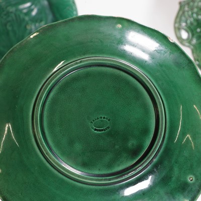 Lot 158 - Twenty green-glazed majolica plates