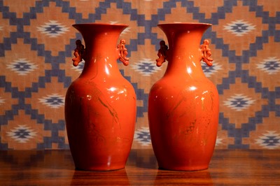 Lot A pair of modern Chinese two handles vases