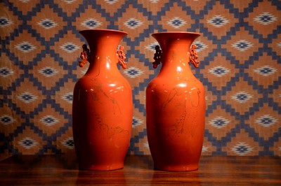 Lot A pair of large modern Chinese two handled vases