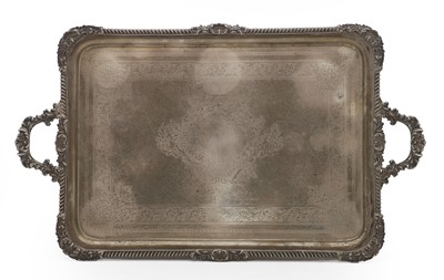 Lot 32 - A silver twin-handled tray