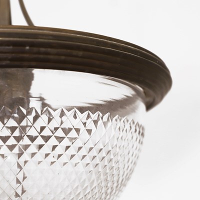 Lot 438 - A cut-glass and brass-framed ceiling light